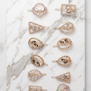 Geometric Rhinestone Hair Clip ( Combo Pack of 6)