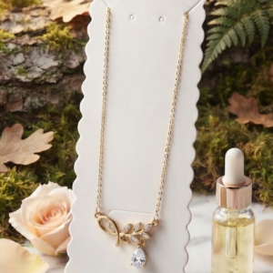 Anti-tarnish Gold-Plated Leaf and Droplet Pendant Necklace