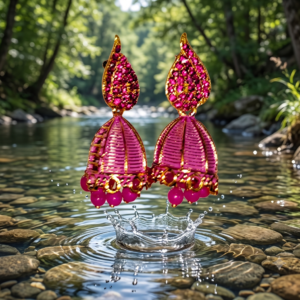 Traditional Gold-Plated Jhumka Earrings with Stones