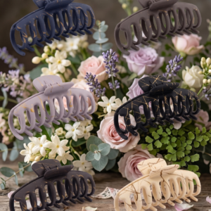 Large Matte Marble Hair Claw Clips with Gold Veining Combo (Pack Of 6 Multi Color )