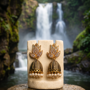 Elegant Golden Fancy Jhumka Earrings