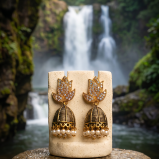 Elegant Golden Fancy Jhumka Earrings