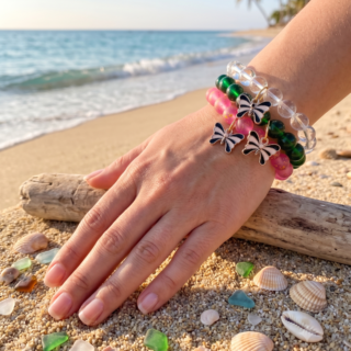 Butterfly Charm Beaded Bracelet Combo (Pack of 3)