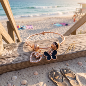 Rose Gold Monarch Heart Bangle