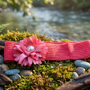 Crocheted Elastic Flower Headband ( 1 Piece Multi Color )