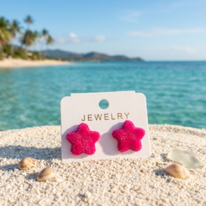 Velvet Plush Star Stud Earring (1 Piece Multi Color )