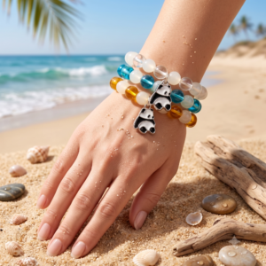 Cute Panda Charm Beaded Stretch Bracelet Combo (Pack of 3)