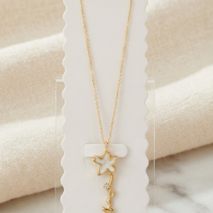 Gold-Plated Enamel Blossom Flower Pendant Necklace