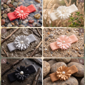 Crocheted Elastic Flower Headband ( Combo Pack of 6 )