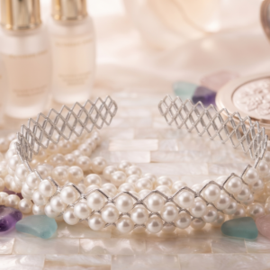 Elegant Pearl-Embellished Silver Headband ( 1 Piece )