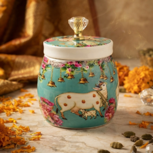 Conical Pichwai Metal Jar - 3.5 inch (Multi color)