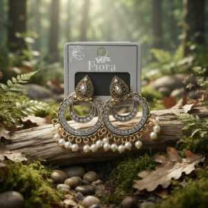 Fiora Gold-Tone Stone-Studded Chandbali Earrings
