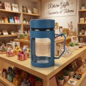 Double Wall Glass Mug with Handle & Lid