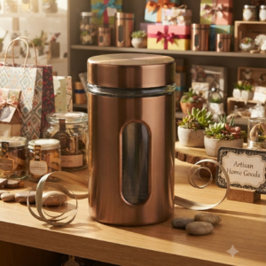 Bronze Metallic Storage Jar / Kitchen Canister