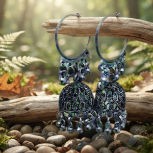 Hoop-Style Silver Jhumka Earrings