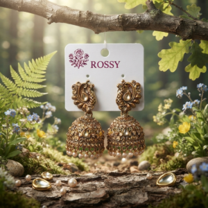 Antique Gold-Plated Peacock Design Jhumka Earrings