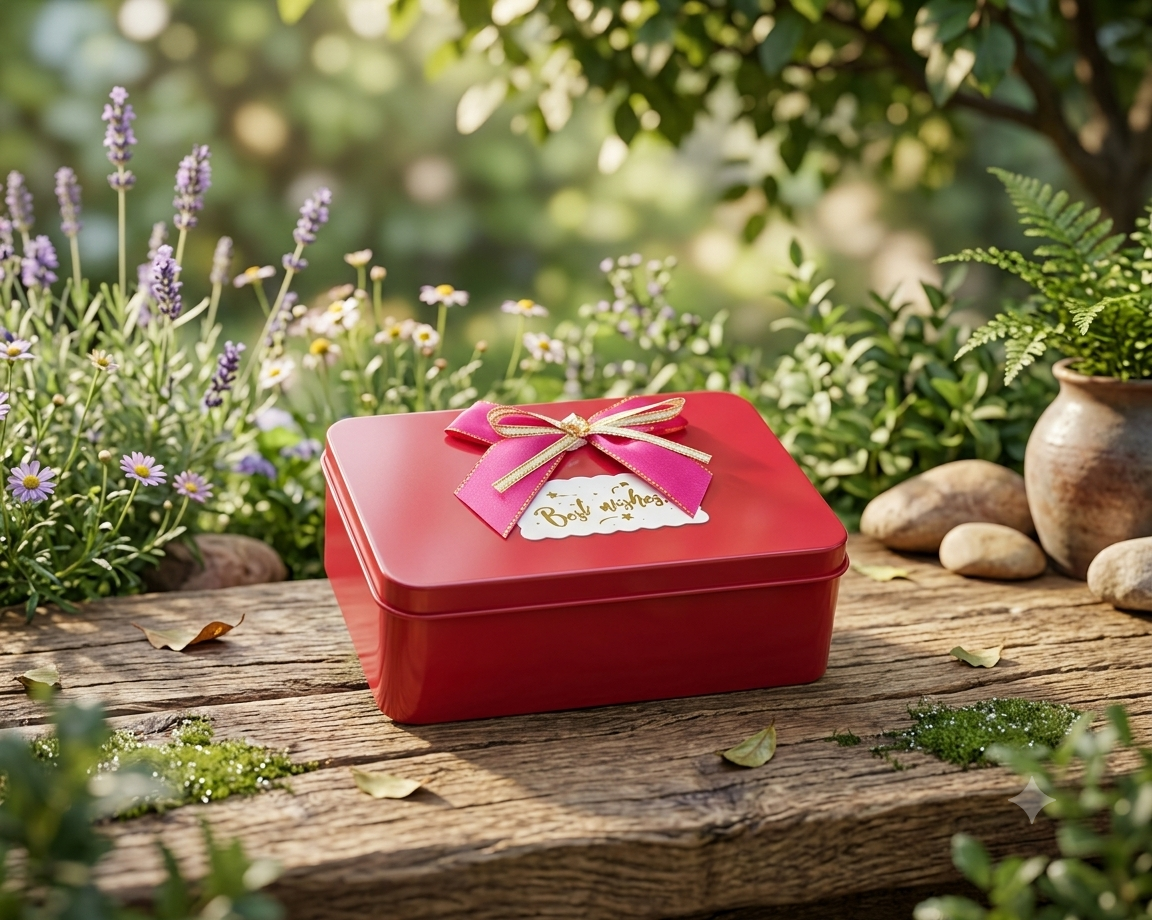 Metal Gift Tin with Bow