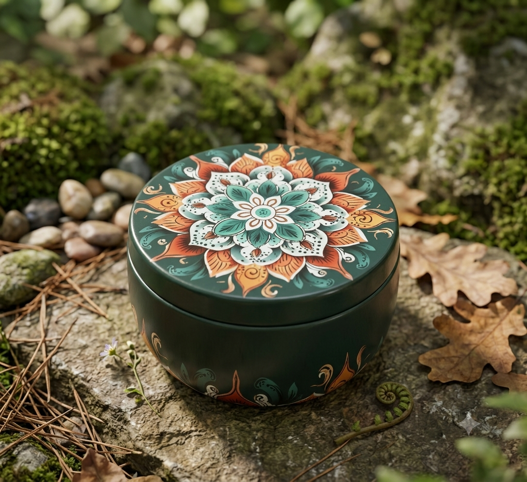 Round Mandala Pattern Metal Tin ( Assorted )