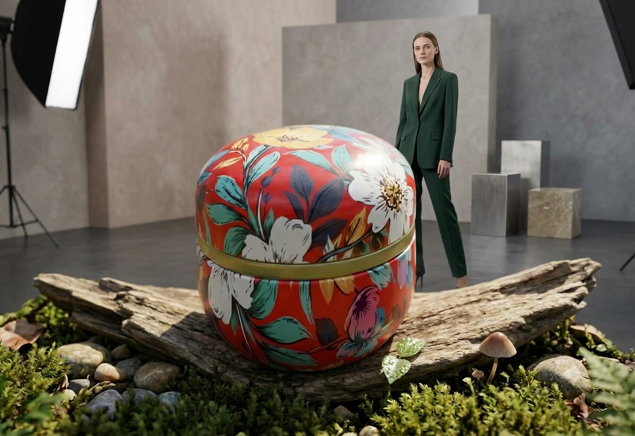 Floral Metal Jar - Image 2