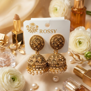 Gold-Toned Stone-Studded Traditional Jhumka Earrings