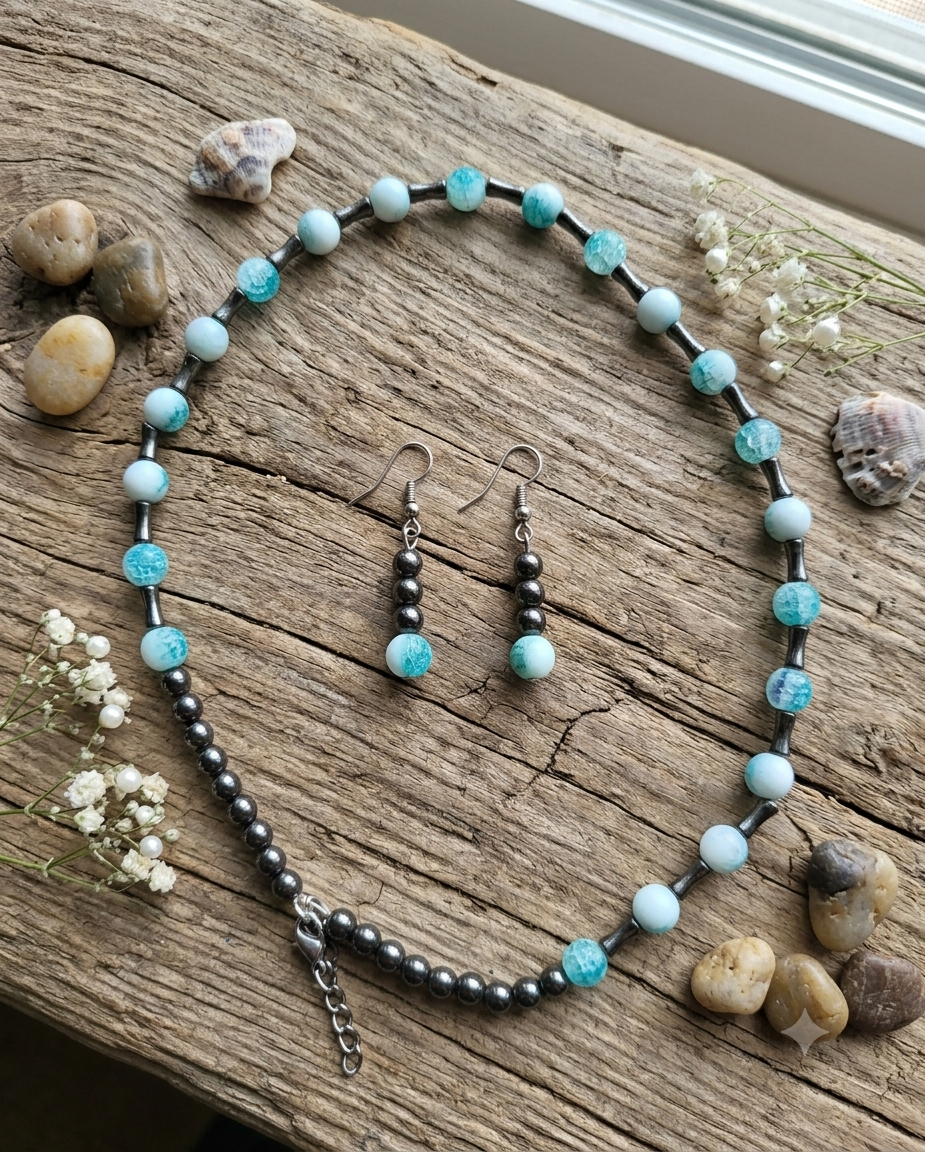 Two-Tone Beaded Jewelry Set - Image 2